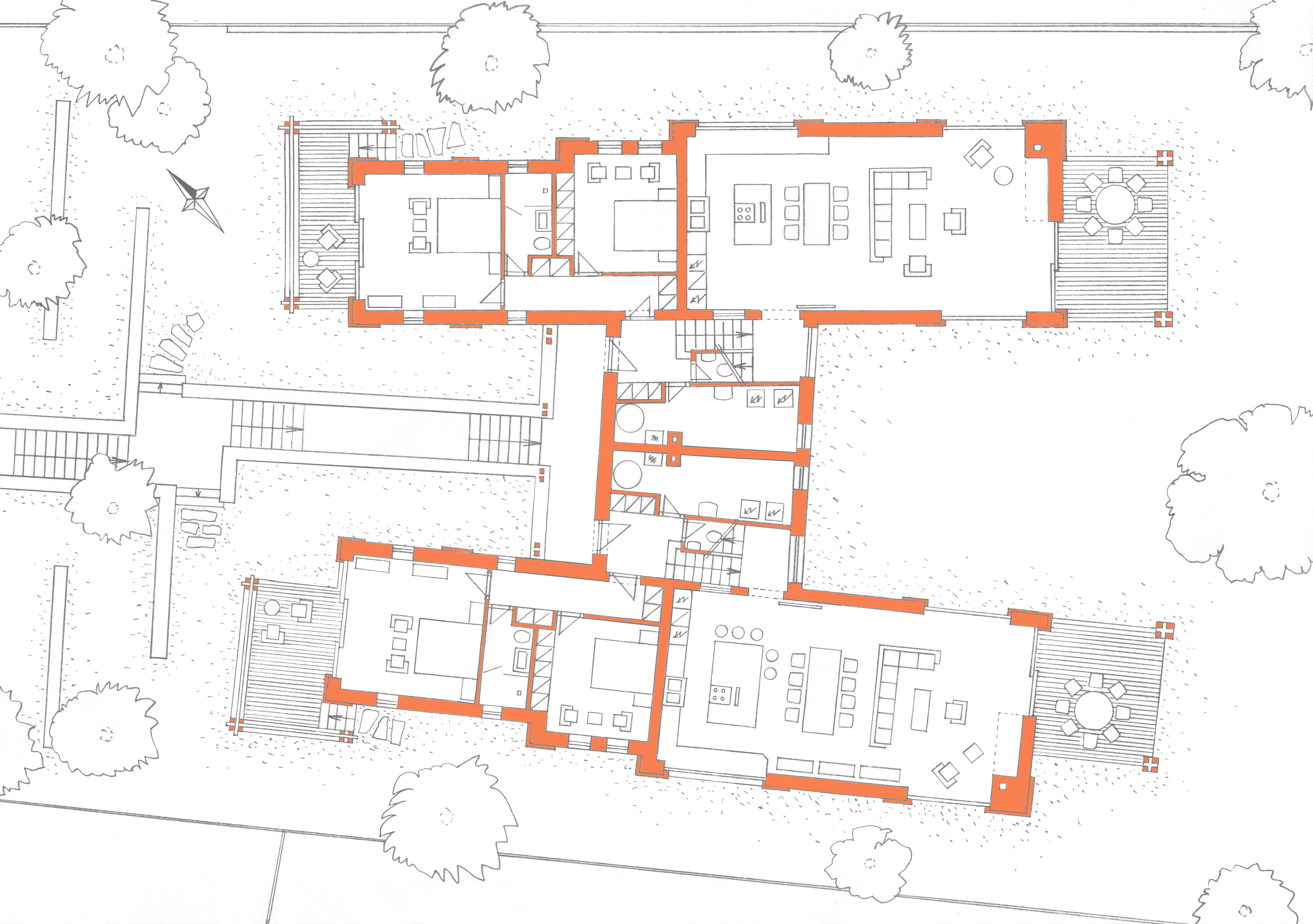 Alsó szint alaprajza