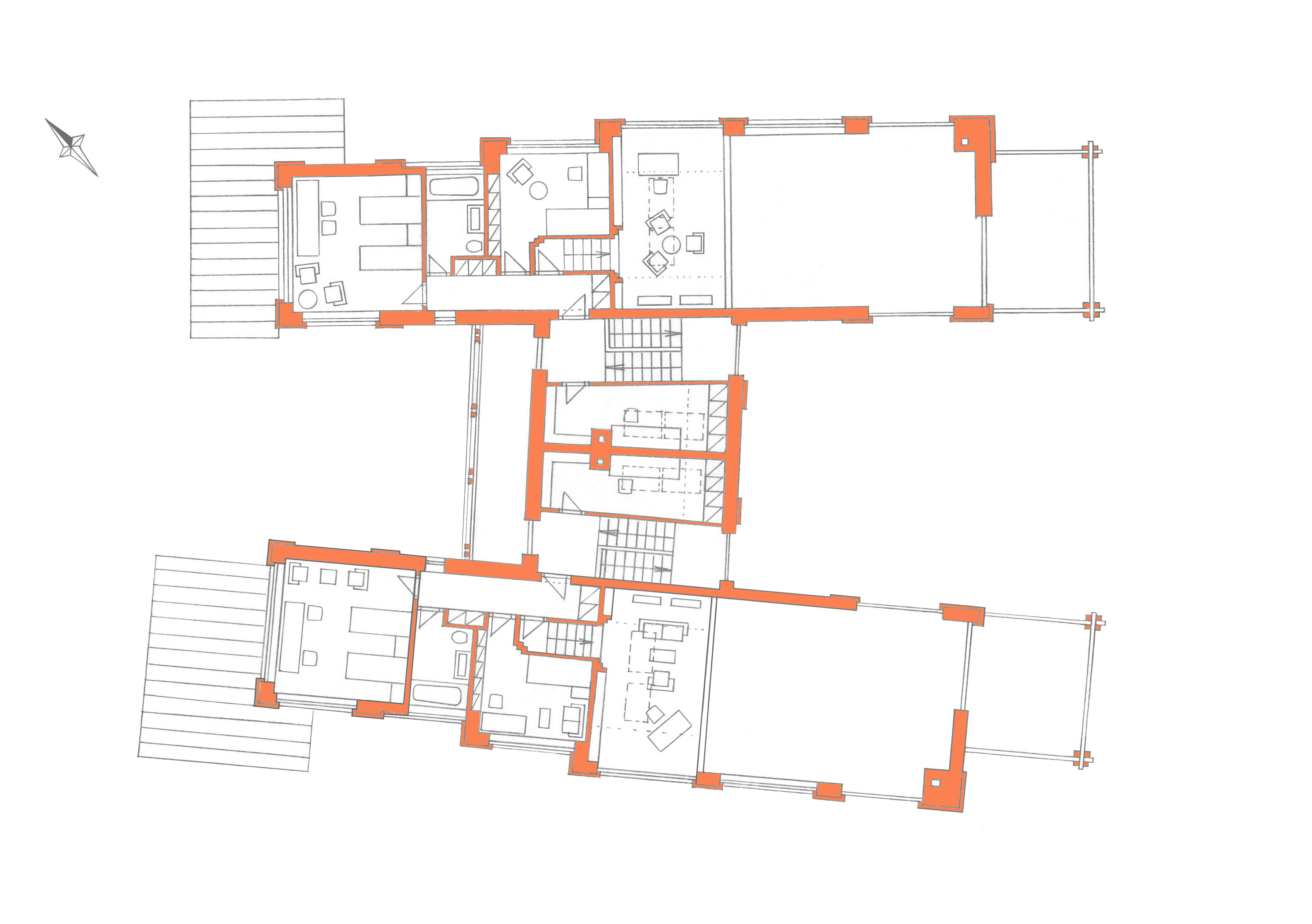 Felső szint alaprajza